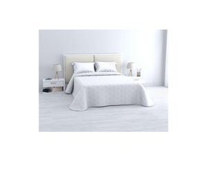 MIRAMAX- Colcha Bouti Rombos Lisa o Estampada, Colcha Cubre Cama 100% Poliéster. Fina, Extra Suave y Ligera. Ideal para Primavera y Verano.90/105/135/150CM White Bed 90-180x260cm