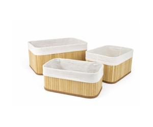 MIRAMAX - Confortime Set de 3 Cestas de Ordenación de Bambú Natural - Cestas Organizadoras Decorativas, 2 Tamaños Disponibles para Baño, Cocina, Dormitorio u Oficina 24.5/28/32cm.