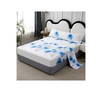 MIRAMAX-Juego de Sábanas 3 Piezas Primavera , 100% Poliéster Incluye Sabana Bajera/ Sabana Encimera/ Funda de Almohada 90/105/135/150CM Blue flower Bed 105cm