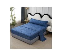 MIRAMAX-Juego de Sábanas 3 Piezas Primavera , 100% Poliéster Incluye Sabana Bajera/ Sabana Encimera/ Funda de Almohada 90/105/135/150CM Blue crack Bed 135cm
