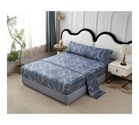 MIRAMAX-Juego de Sábanas 3 Piezas Primavera , 100% Poliéster Incluye Sabana Bajera/ Sabana Encimera/ Funda de Almohada Blue stripe Bed 150cm