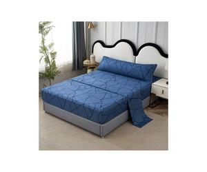 MIRAMAX-Juego de Sábanas 3 Piezas Primavera , 100% Poliéster Incluye Sabana Bajera/ Sabana Encimera/ Funda de Almohada Blue cracks Bed 90cm