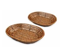 MIRAMAX-SET 2 Cesta de Pan Cesta de Mimbre de imitación Cesta de Almacenamiento de Mimbre,My Bar Cesta Pan Oval PP Reforzada 28.5 cm