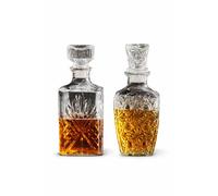 MIRAMAX - Set 2 Licoreras de Cristal tallados con Tapón - Ideal para Whisky, Ron o Brandy, perfecto regalo. Contiene de almacenamiento 900ml y 750ml.