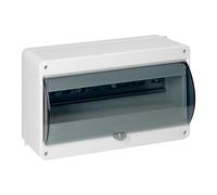 Miratic Caja Distribucion Electrica Modular Carcasa Plástica IP40 Caja Estanca Exterior Electrica con Tapa Ahumada - Cuadro Electrico Superficie con N+PE 1 Fila (12 módulos)