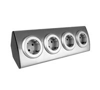 Miratic Enchufe Encimera Cocina de INOX Enchufe Multiple con Fijación por Velcro Regleta Enchufes Enchufes de Esquina Schuko Ideal para Instalar en Cocina y Oficina