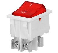 Miratic Interruptor Basculante Iluminado - Interruptor Encendido Apagado 230V~ 16A 50Hz (carcasa blanca/botón rojo)