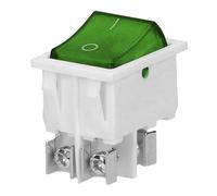 Miratic Interruptor Basculante Iluminado - Interruptor Encendido Apagado 230V~ 16A 50Hz (carcasa blanca/botón verde)