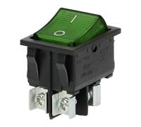 Miratic Interruptor Basculante Iluminado - Interruptor Encendido Apagado 230V~ 16A 50Hz (carcasa negra/botón verde)