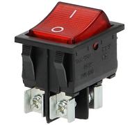 Miratic Interruptor Basculante Iluminado - Interruptor Encendido Apagado 230V~ 16A 50Hz (carcasa negra/botón rojo)