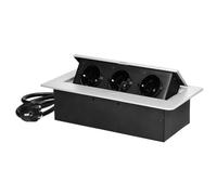 Miratic Regleta Enchufes Enchufe Multiple con Borde Plano Fresado Enchufe Empotrable Cable de 1,5 m Schuko Superficie Interior Completa de Regletas Enchufes (Blanco)