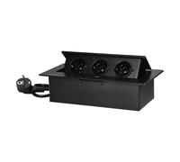 Miratic Regleta Enchufes Enchufe Multiple con Borde Plano Fresado Enchufe Empotrable Cable de 1,5 m Schuko Superficie Interior Completa de Regletas Enchufes (Negro)