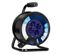 Miratic Tambor de Cable de 25 Metros | Alargador Enchufe con 4 Tomas Schuko 2P+T | Alargadera de PVC con Interruptor de Seguridad y Cortacircuitos | Ideal para Garaje Taller y Obras | IP20