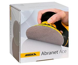 Mirka Abranet Ace discos de lija de red Ø 150mm cierre adhesivo/grano P500 / 50 uds/Para todas las lijadoras rotorbitales de 150mm / Semi-cerámica/Para lijar superficies duras, madera, metal