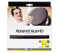 Mirka Abranet Ace HD Discos de lijado de malla Ø 225mm cierre adhesivo/grano P80 / 5 discos/Para lijadoras de pared y techo/Lijado de superficies duras, madera, masilla, barniz, metal