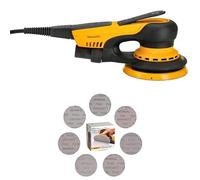 Mirka DEROS II 550 Lijadora orbital aleatoria con aspiración de polvo para lijas de Ø 125mm / carrera 2,5mm + Mirka Abranet discos de lija de malla Ø 125 mm cierre adhesivo/Mix-Pack 5 de cada grano