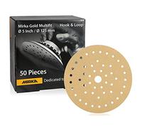 Mirka Gold Multifit - Papel de lija de grano 150 de 5 pulgadas, paquete de 50 discos de lija de 5 pulgadas para lijadora orbital, almohadillas de papel de lija para madera, yeso, metal