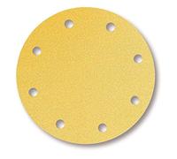 Mirka Gold Papel de lija universal Ø 200mm cierre adhesivo 9 agujeros, grano P320, 50 piezas/Para lijar yeso, masilla, aglomerado, madera, laca