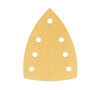 Mirka Gold Triángulo de lijado Papel de lija universal 100x152x152mm 7 agujeros/grano P120, 50 piezas/Para lijar yeso, masilla, aglomerado, madera, laca