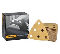 Mirka Gold Triángulo de lijado Papel de lija universal 93x93x93mm / 6 agujeros/grano P80, 50 piezas/Para lijar yeso, masilla, aglomerado, madera, laca