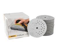 Mirka Iridium Soft discos lijadores Ø 125 mm/grano P400 / cierre adhesivo Multifit / 20 piezas/abrasivo con base de espuma para lijado preciso en seco, lijado de laca transparente, acabado