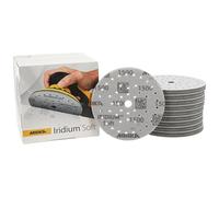 Mirka Iridium Soft discos lijadores Ø 150 mm/grano P1500 / cierre adhesivo Multifit / 20 piezas/abrasivo con base de espuma para lijado preciso en seco, lijado de laca transparente, acabado