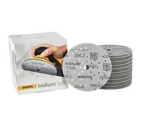 Mirka Iridium Soft discos lijadores Ø 150 mm/grano P2000 / cierre adhesivo Multifit / 20 piezas/abrasivo con base de espuma para lijado preciso en seco, lijado de laca transparente, acabado