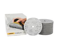 Mirka Iridium Soft discos lijadores Ø 150 mm/grano P800 / cierre adhesivo Multifit / 20 piezas/abrasivo con base de espuma para lijado preciso en seco, lijado de laca transparente, acabado