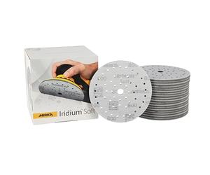 Mirka Iridium Soft discos lijadores Ø 150 mm/grano P800 / cierre adhesivo Multifit / 20 piezas/abrasivo con base de espuma para lijado preciso en seco, lijado de laca transparente, acabado