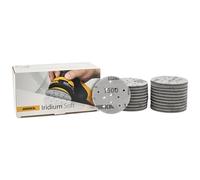 Mirka Iridium Soft discos lijadores Ø 77 mm/grano P1500 / cierre adhesivo Multifit / 20 piezas/abrasivo con base de espuma para lijado preciso en seco, lijado de laca transparente, acabado