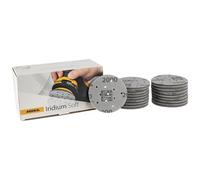 Mirka Iridium Soft discos lijadores Ø 77 mm/grano P2000 / cierre adhesivo Multifit / 20 piezas/abrasivo con base de espuma para lijado preciso en seco, lijado de laca transparente, acabado