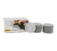 Mirka Iridium Soft discos lijadores Ø 77 mm/grano P400 / cierre adhesivo Multifit / 20 piezas/abrasivo con base de espuma para lijado preciso en seco, lijado de laca transparente, acabado