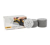 Mirka Iridium Soft discos lijadores Ø 77 mm/grano P800 / cierre adhesivo Multifit / 20 piezas/abrasivo con base de espuma para lijado preciso en seco, lijado de laca transparente, acabado