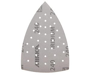 Mirka Iridium Triángulo de lijado Premium Papel de lija 100x152x152mm 36 agujeros cierre adhesivo Grano 240, 10 piezas/Para lijar laca, masilla, imprimación, madera, acero, materiales minerales