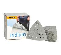Mirka Iridium Triángulo Lijado 93x93x93mm cierre adhesivo 15 agujeros | Lijado profesional para laca masilla imprimación madera acero plásticos con cierre adhesivo y 15 agujeros premium