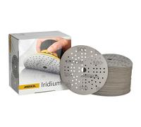 Mirka papel de lija Iridium Ø 125 mm cierre adhesivo 89 agujeros grano 500 | Papel de lija premium grano 500 con cierre adhesivo para lacas masillas imprimación madera acero y plásticos