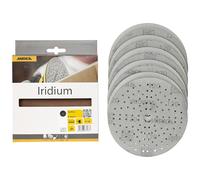 Mirka - papel de lija - Iridium Ø 150 mm cierre adhesivo 121 agujeros | Papel de lija premium para lacas masillas imprimación madera acero plásticos 121 agujeros cierre adhesivo 10 piezas