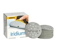 Mirka papel de lija Iridium Ø 77 mm 20 agujeros grano 220 50 piezas | Papel de lija premium para laca masilla imprimación madera acero plásticos 50 piezas grano 220 cierre adhesivo
