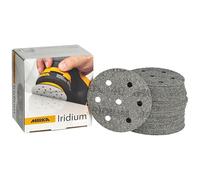 Mirka - papel de lija - Iridium Ø 90 mm cierre adhesivo 7 agujeros | Papel de lija premium Mirka Iridium para lacas masillas imprimación madera acero plásticos 50 unidades cierre adhesivo
