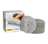 Mirka papel de lija Iridium 125 mm cierre adhesivo 89 agujeros grano 220 | Papel de lija premium grano 220 para lacas masillas imprimación madera acero plástico 100 piezas cierre adhesivo