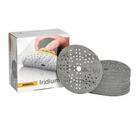 Mirka papel de lija Iridium 125 mm cierre adhesivo 89 agujeros grano 60 | Papel de lija premium para barniz masilla imprimación madera acero plásticos 50 piezas grano 60 cierre adhesivo