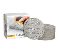 Mirka papel de lija Iridium Ø150 mm cierre adhesivo 121 agujeros grano 400 | Papel de lija premium grano 400 para madera acero plásticos imprimación masilla cierre adhesivo 121 agujeros