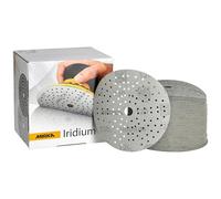 Mirka papel de lija Iridium Ø150mm cierre adhesivo 121 agujeros 120 grit | Papel de lija premium grano 120 para lacas masillas imprimación madera acero plásticos 121 agujeros cierre adhesivo