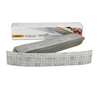 Mirka Papel de lija Iridium 70x400mm 140 agujeros grano 120 | Perforado en el centro cierre adhesivo ideal para lacas masillas imprimaciones madera acero y minerales uso profesional