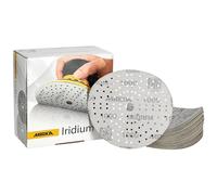 Mirka Papel de lija Iridium Premium Ø 15.2 cm Hook & Loop, grano 1000, 50 piezas/para lijado de pintura, masilla, imprimación, madera, acero, materiales minerales, plástico.