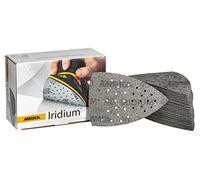 Mirka Papel de lija Iridium Triángulo 100x152mm 36 agujeros cierre adhesivo | Papel de lija premium para pintura masilla madera acero y plástico con cierre adhesivo y 36 agujeros para lijado eficiente