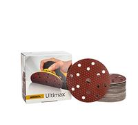 Mirka Papel de lija Ultimax Ø150mm cierre adhesivo 15 agujeros P180 | Compatible con lijadoras excéntricas 150mm ideal para madera blanda y dura materiales minerales y acabado profesional