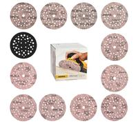 Mirka Ultimax Ligno Discos abrasivos Ø 125 mm cierre adhesivo / 10 discos de cada grano P40, P60, P80, P120, P150, P180, P240, P320, P400 / con Pad Saver / 91 uds/Para lijadoras excéntricas Ø125mm