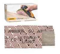 Mirka Ultimax Ligno - Papel de lija (grano P60, 81 x 133 mm, perforado multiajuste con parte trasera de, para madera, 50 unidades)