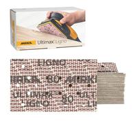 Mirka Ultimax Ligno - Tiras de lija (81 x 133 mm, tipo grano P80, agarre de, sistema multifit, lijado de madera, 50 unidades por paquete)